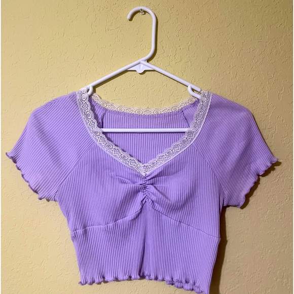 Purple Lace Crop Top - Picture 1 of 2